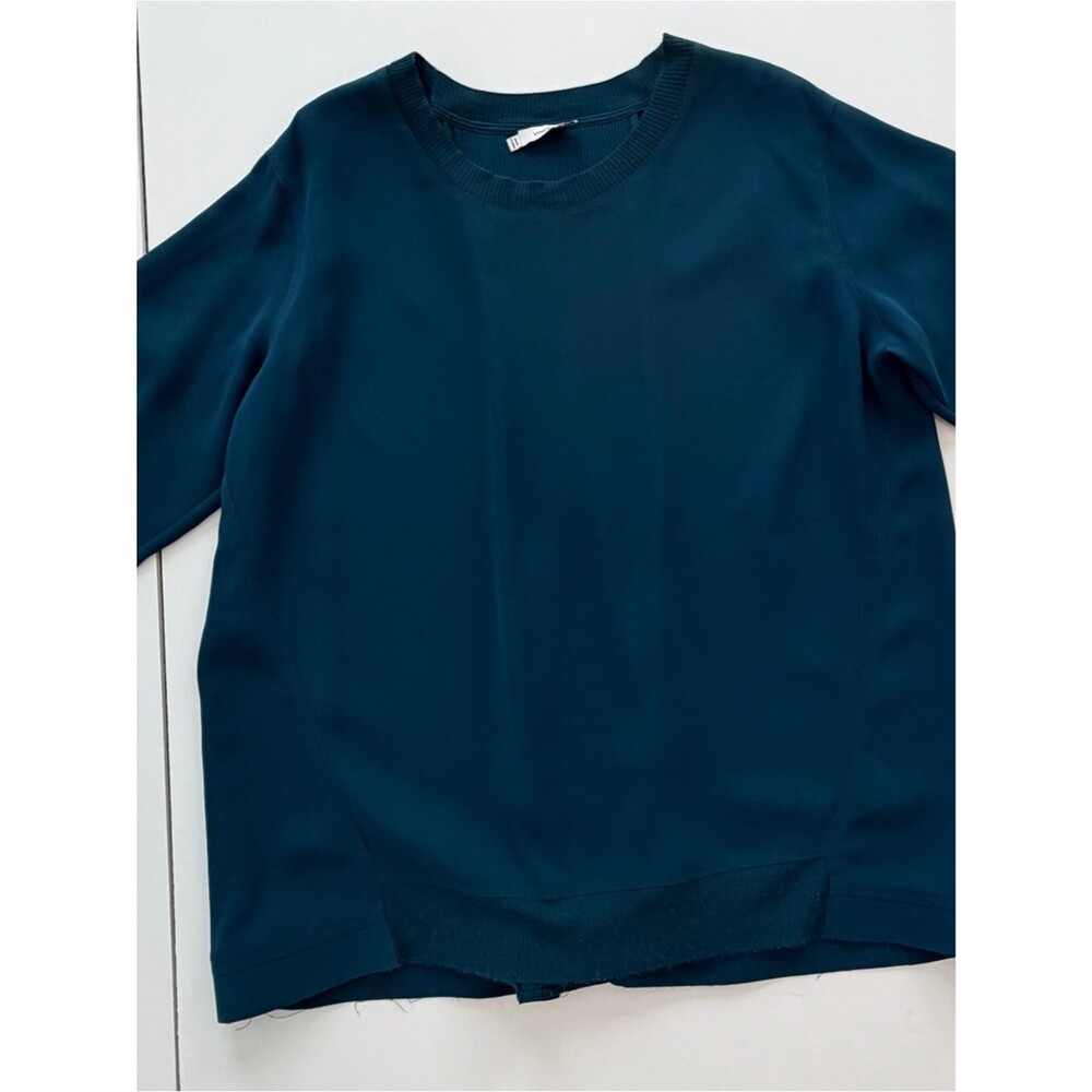 Vince Teal Ribbed Crewneck Sweatshirt-Large